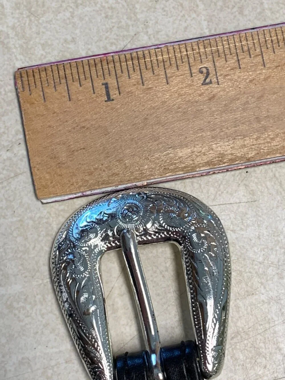 Women's 36 SILVER CREEK CLASSICS Black Western Leather Concho Belt & Buckle